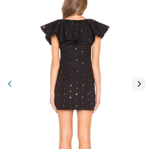 LOVERS + FRIENDS black diamond detailing ruffle sleeve mini dress - Picture 3 of 9